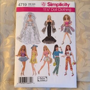 Simplicity Doll Clothing Pattern - Pink, Black, White